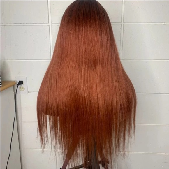 New 18inch Beautiful Soft Ginger Human Hair Blend Wig - Picture 6 of 6
